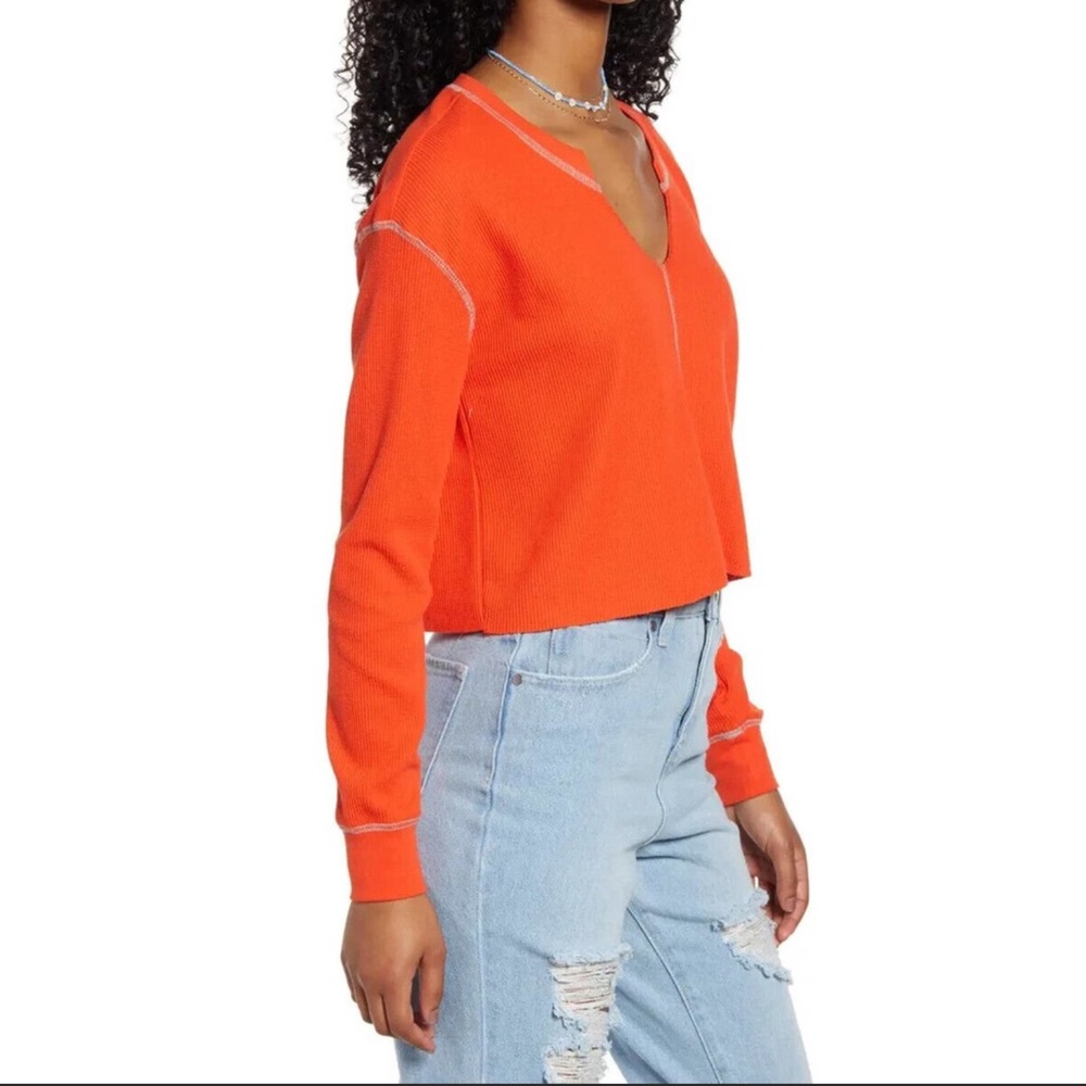Nordstrom BP Organic Cotton Thermal Knit Henley Crop